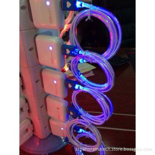 LED lighting cable for iPhone 5/5S/5C, 1 meter, various colors available, high quality copperNew